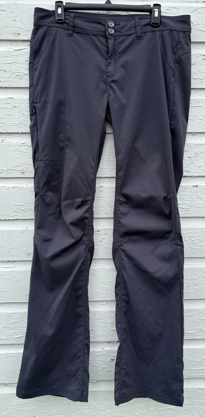 Prana Halle Straight Leg Pants Womens 14 Gray Stretch Roll Snap Convertible